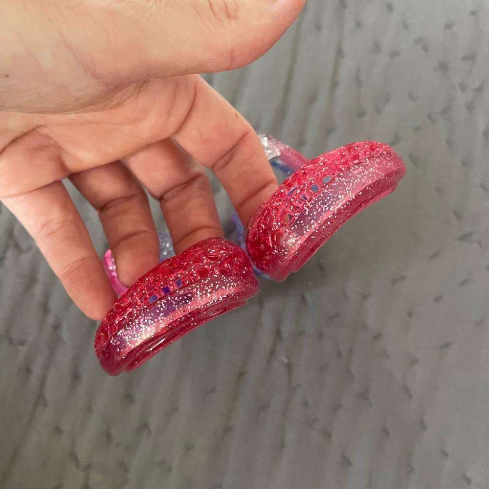 Wonder Nation size 2 toddler baby girl jelly sandals clear pink purple velcro - Picture 2 of 7